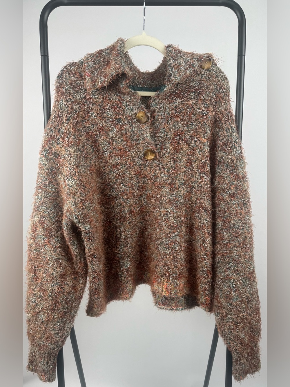 Free People Stellar Knit Pullover Sweater Auburn Bay Eyelash Knit Size M - Picture 5 of 9